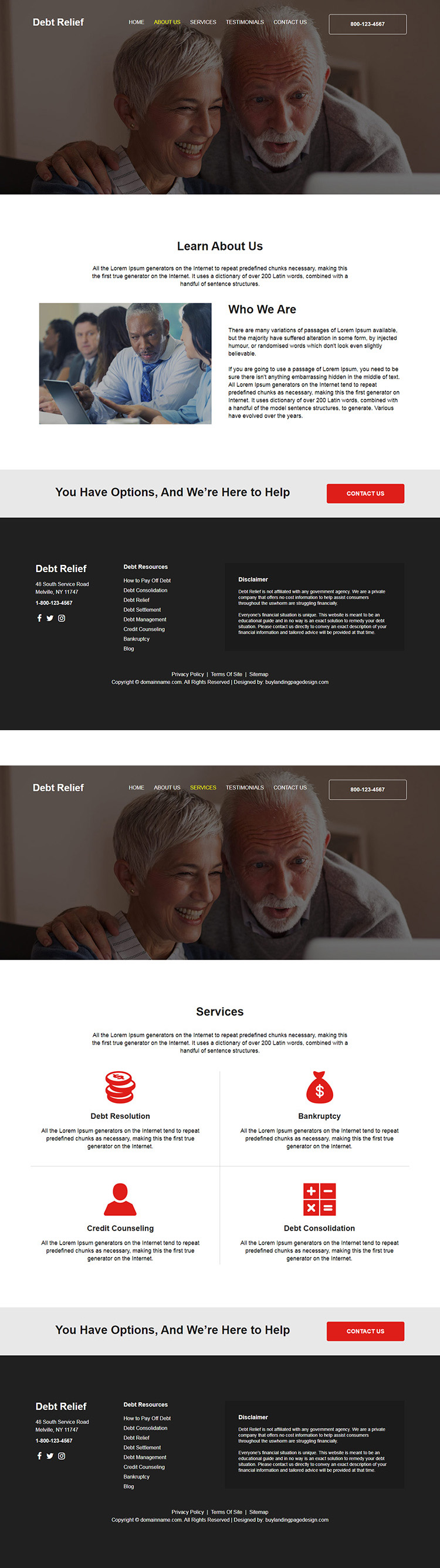 debt relief company responsive website design
