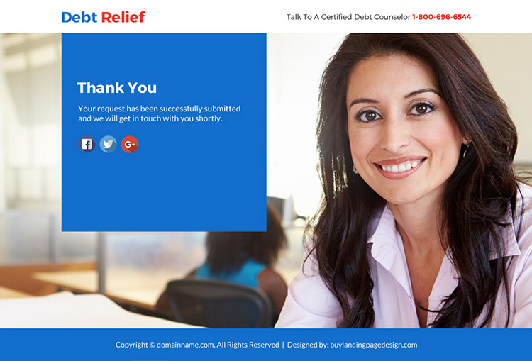 debt relief solution free consultation lead funnel responsive landing page