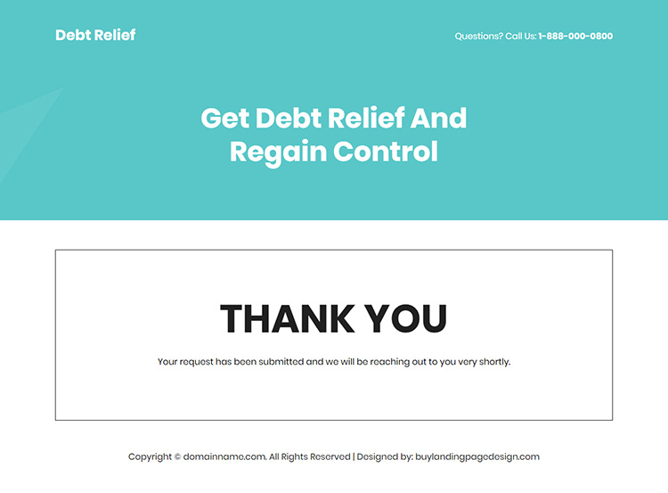 debt consolidation service responsive landing page design