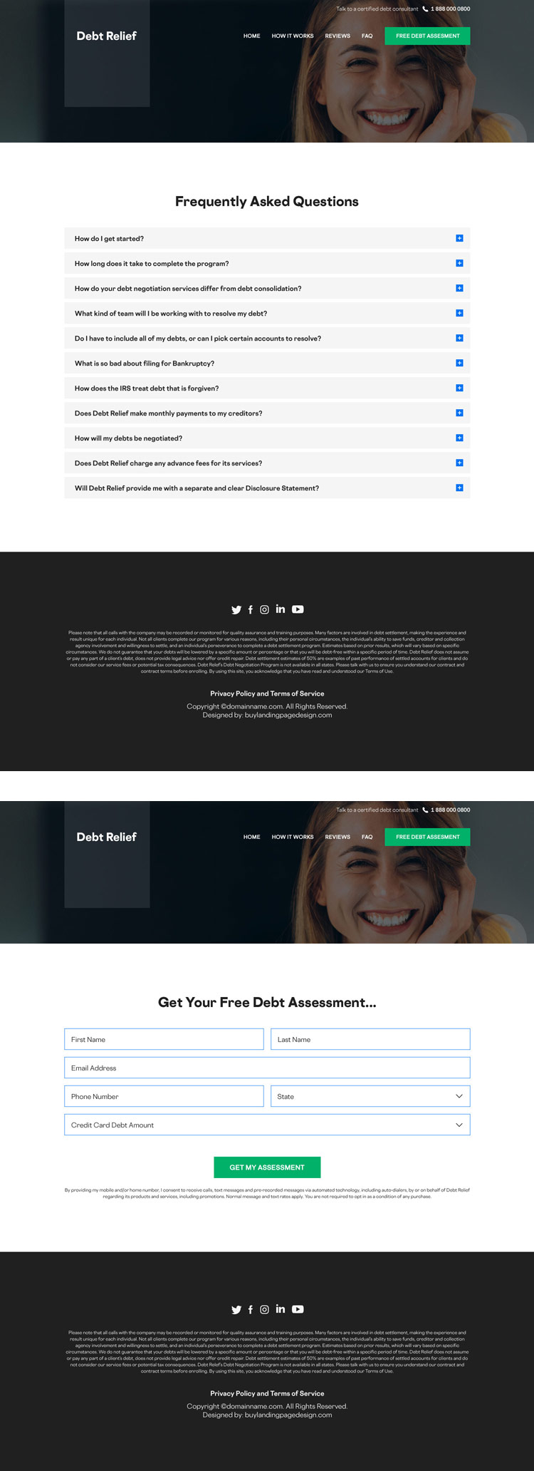 credit card debt relief company responsive website design