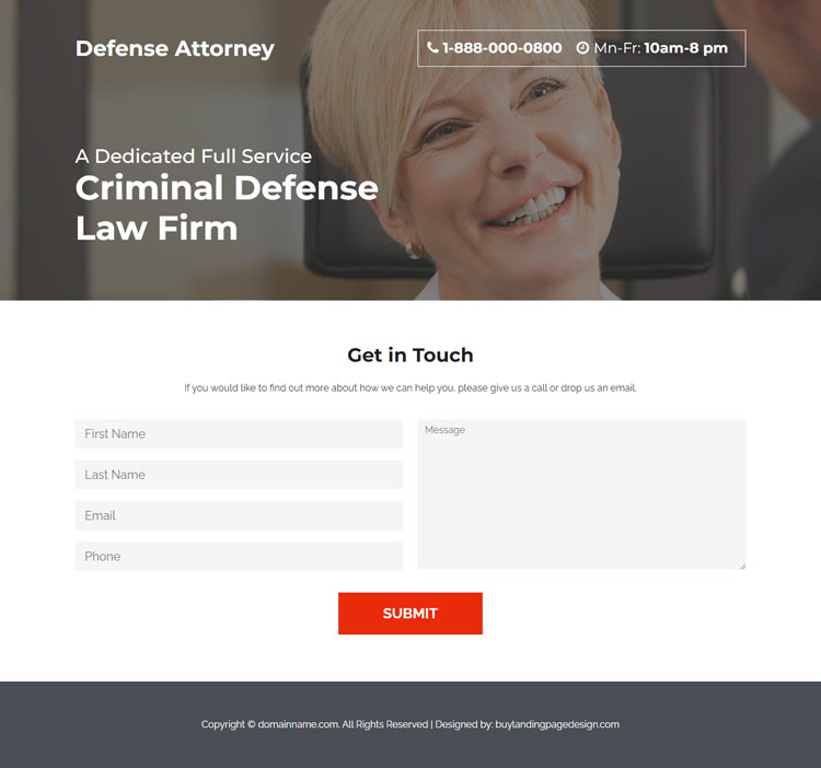 criminal defense attorney lead capture landing page