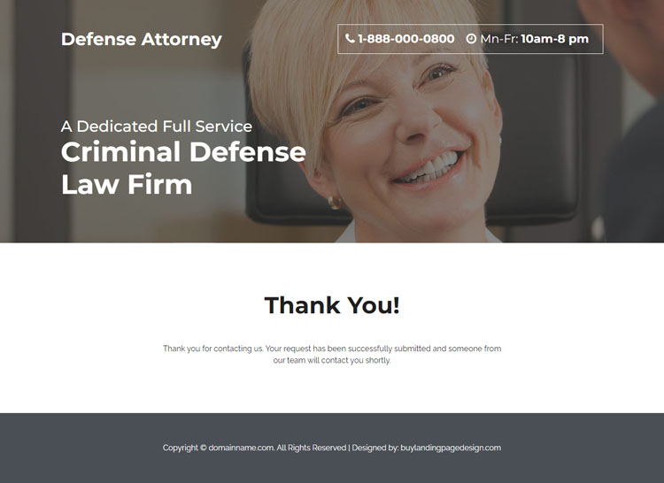 criminal defense attorney lead capture landing page