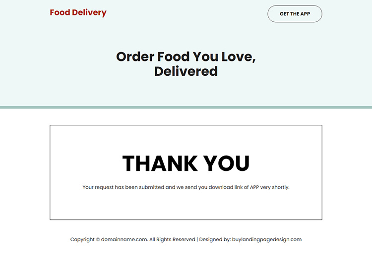 food delivery app service responsive landing page design