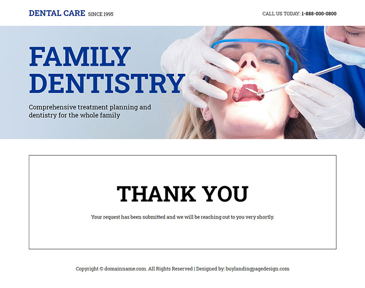 family dental clinic responsive landing page design