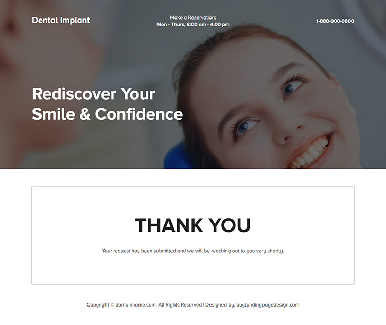 dental implants lead capture responsive landing page