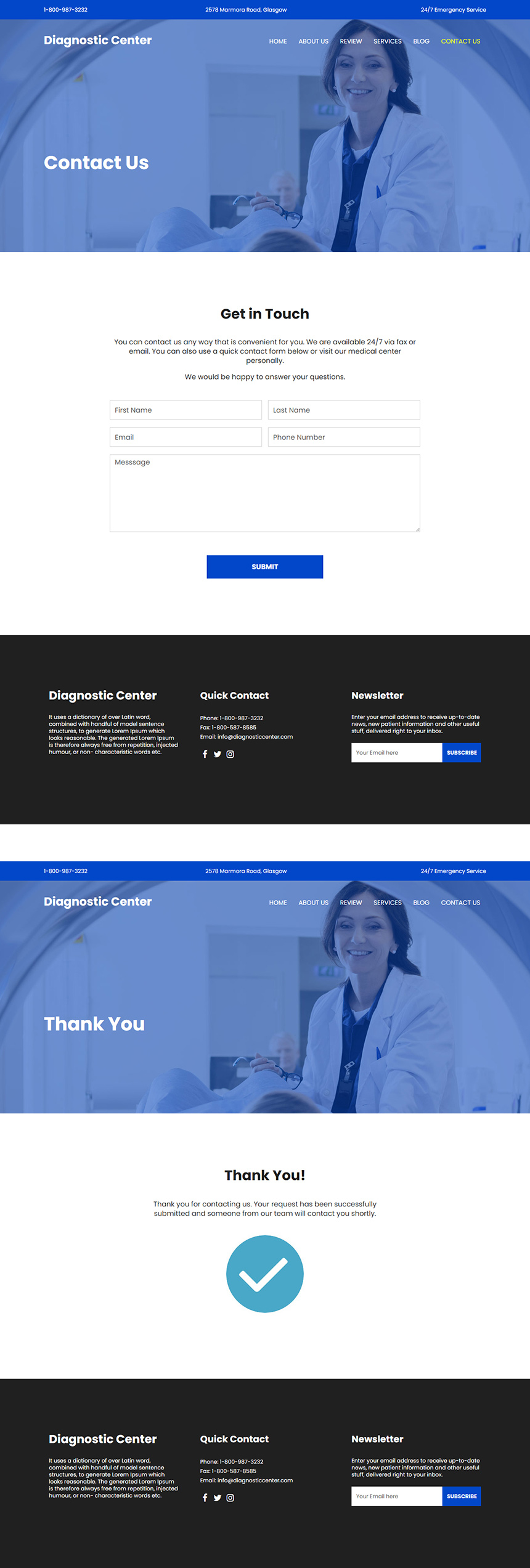 diagnostic center responsive website design