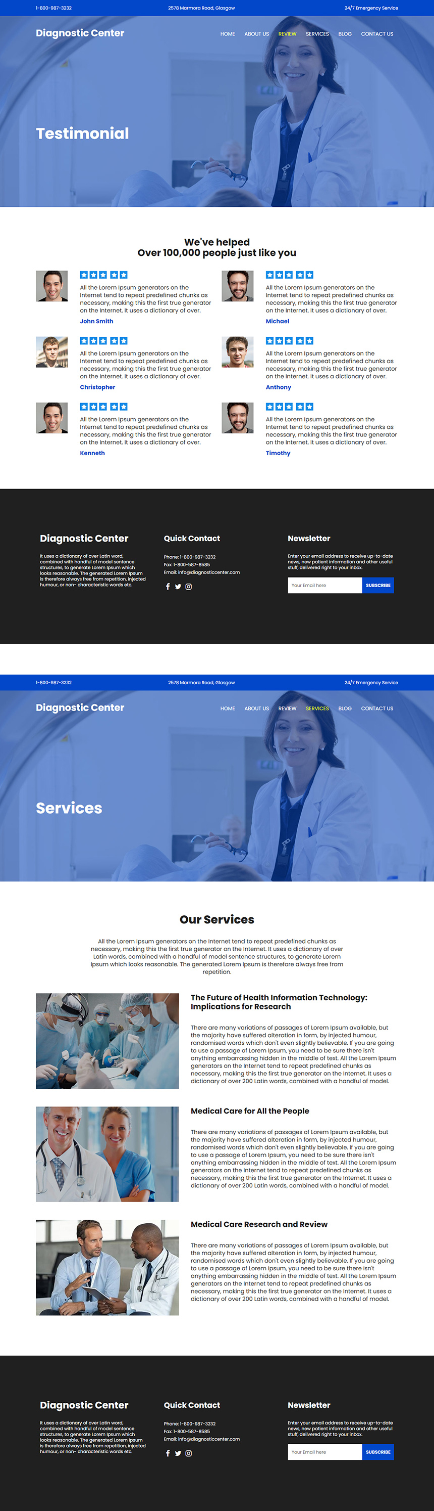 diagnostic center responsive website design