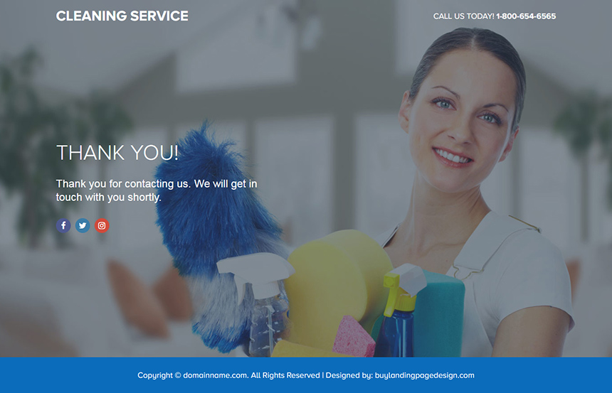 domestic cleaning service lead funnel responsive landing page