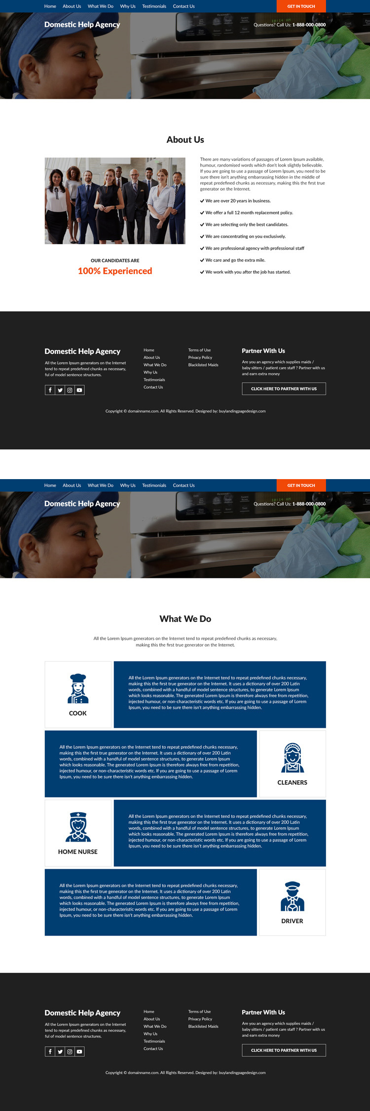 domestic help agency responsive website design