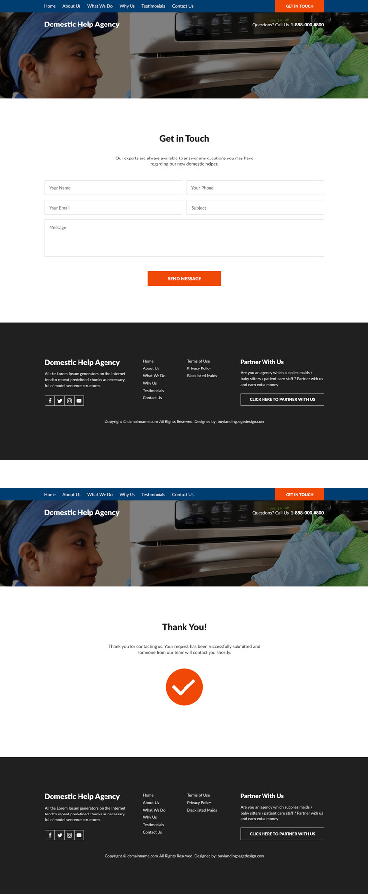 domestic help agency responsive website design