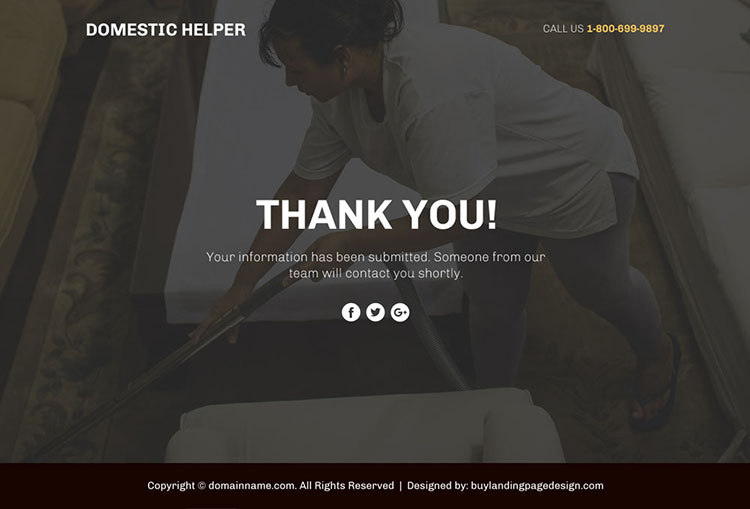 domestic help service lead funnel responsive landing page