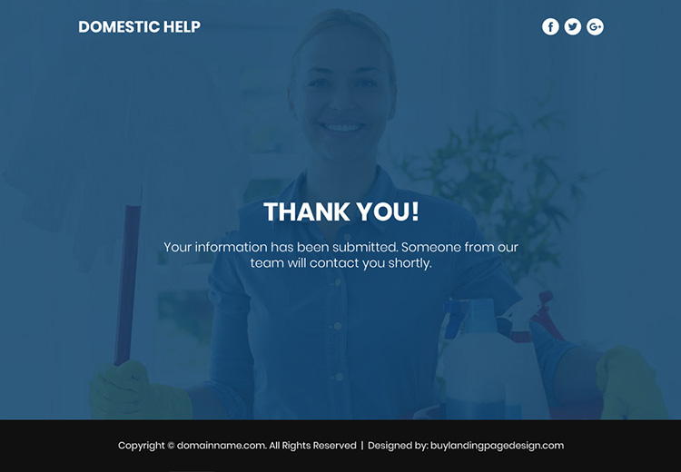 domestic help service responsive video funnel page design