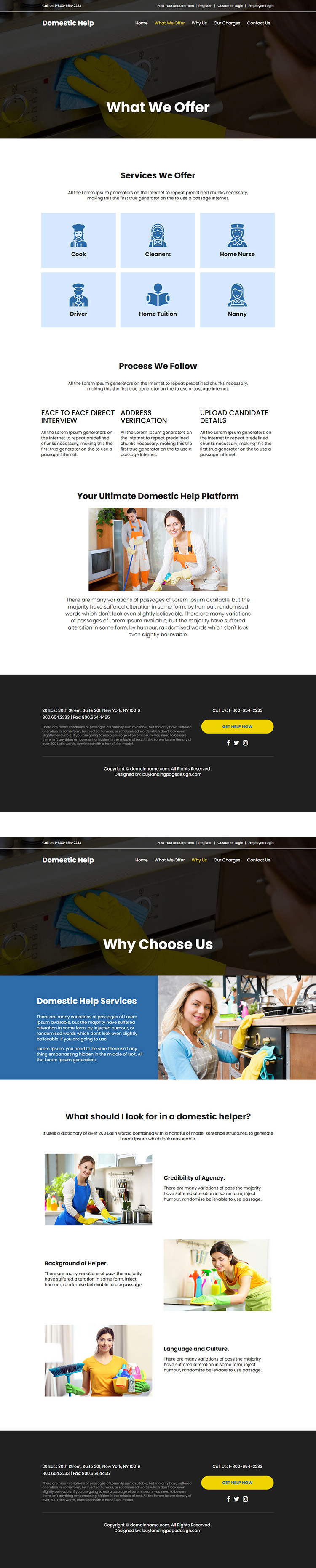 domestic helper service responsive website design