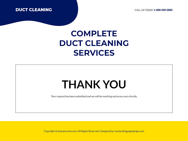 duct cleaning services responsive landing page design