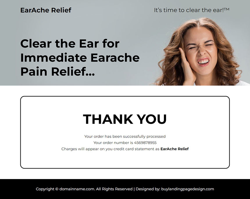 earache pain relief responsive landing page