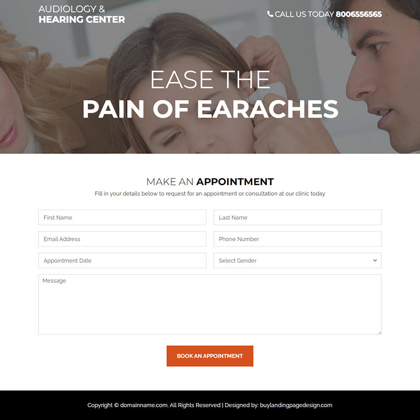 audiology and hearing loss solution responsive landing page