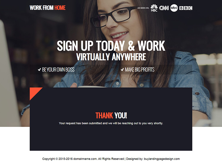 earn extra cash from home responsive landing page design