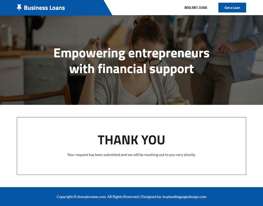 professional business loan lead capture landing page design