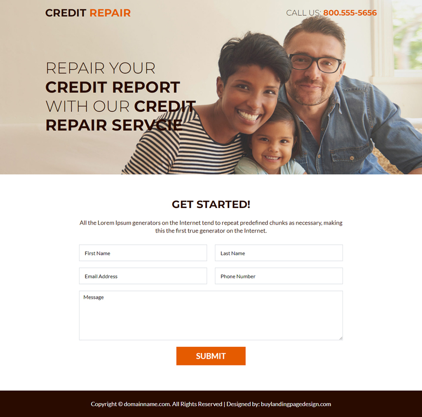 minimal credit repair services landing page