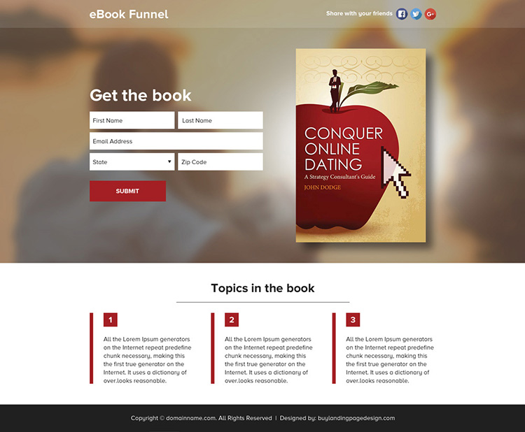 ebook selling lead funnel responsive landing page