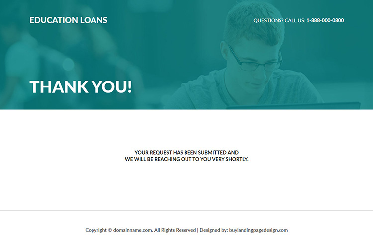 education loan responsive lead capture landing page design