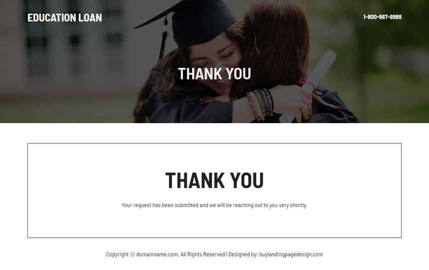 minimal education loan lead capture landing page