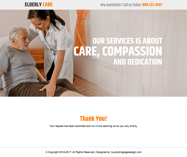 elderly care service responsive landing page design