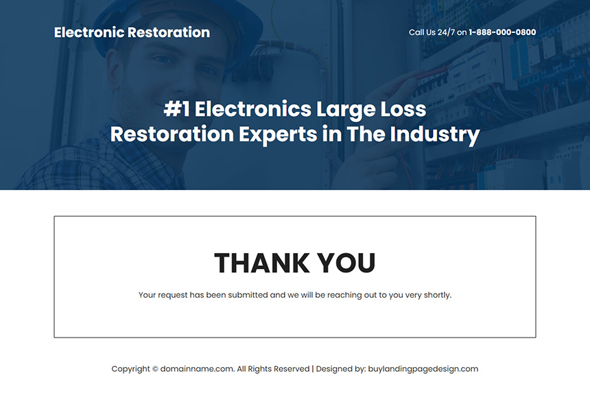 electronic damage restoration landing page