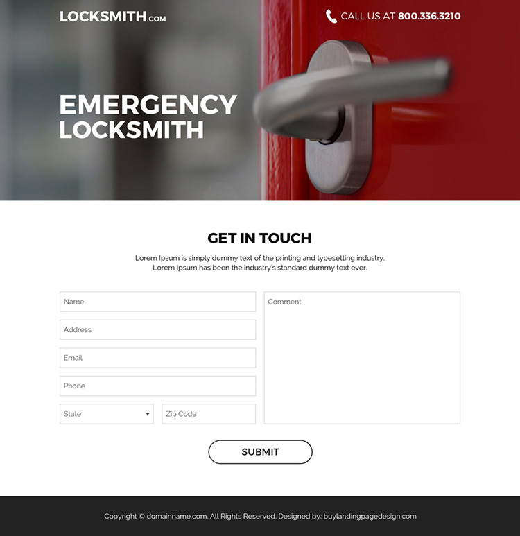 emergency locksmith service bootstrap landing page