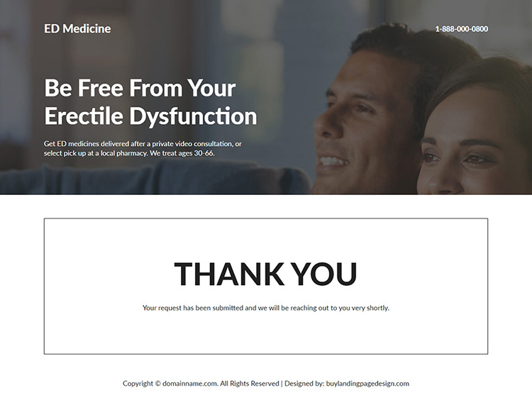 erectile dysfunction lead capture responsive landing page design