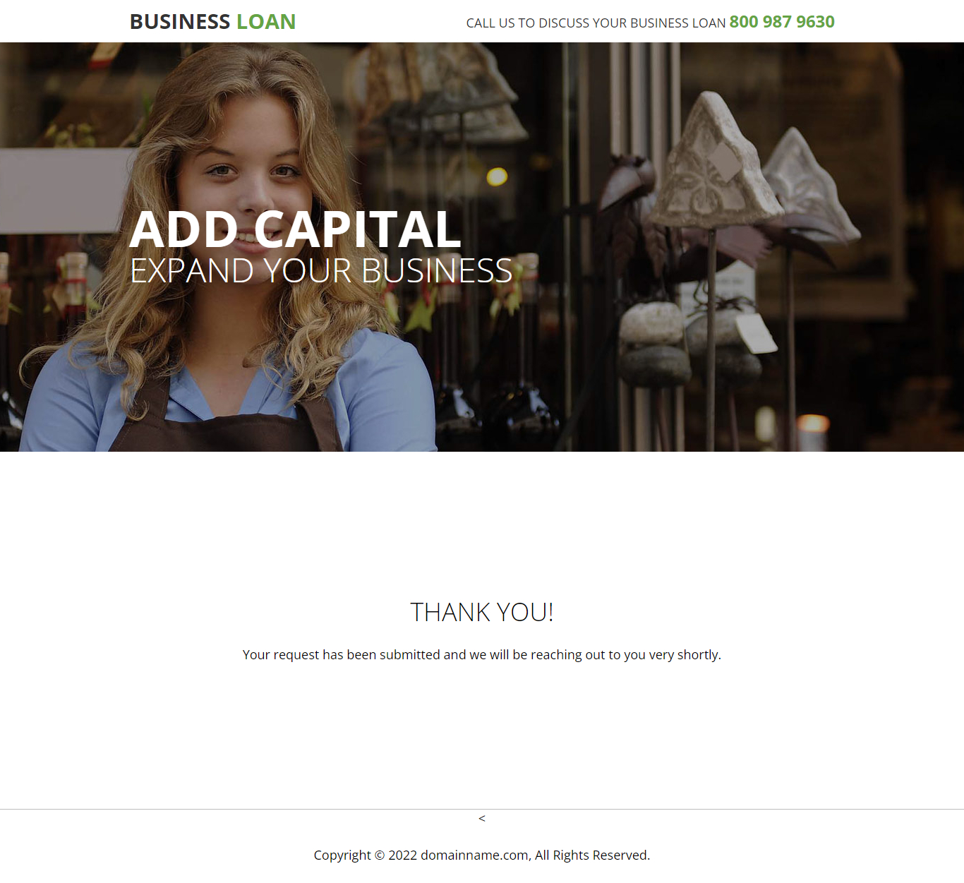 small business loan responsive landing page design