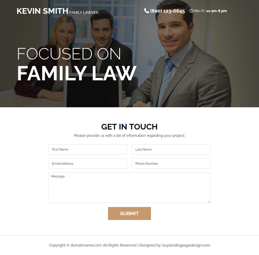 family lawyer lead capture responsive landing page