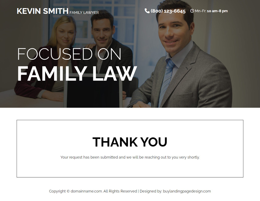 family lawyer lead capture responsive landing page