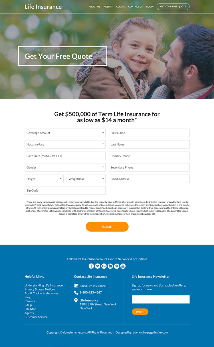 best family life insurance coverage responsive website design