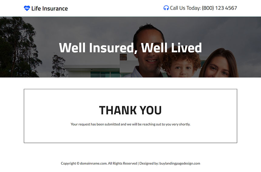 life insurance service company lead capture landing page