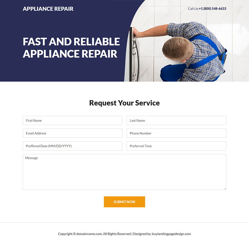 reliable appliance repair experts responsive landing page