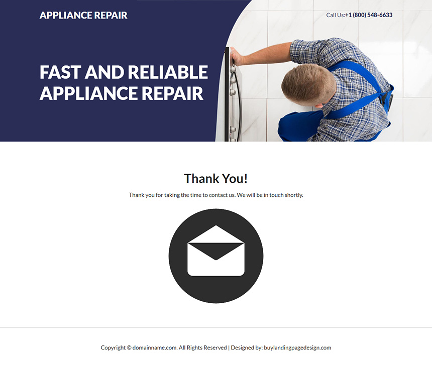 reliable appliance repair experts responsive landing page