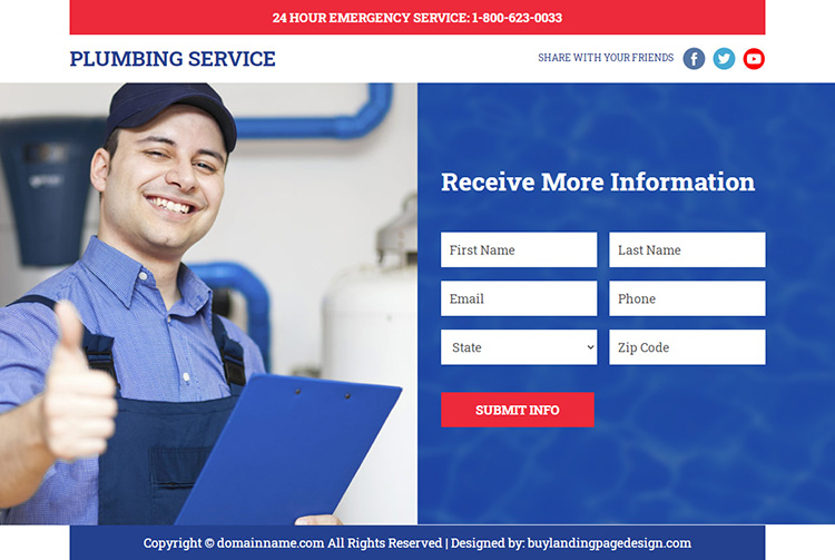 reliable plumbing service funnel design