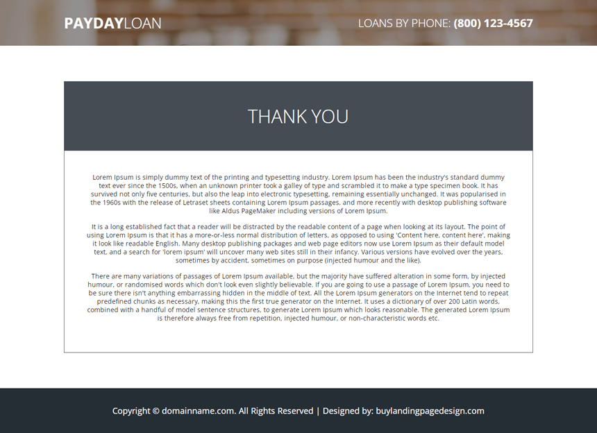 fast and secure payday loan responsive landing page
