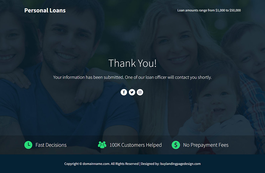 fastest personal loan lead funnel responsive landing page