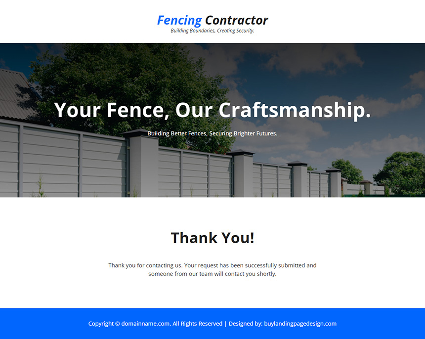 fencing contractor lead capture responsive landing page
