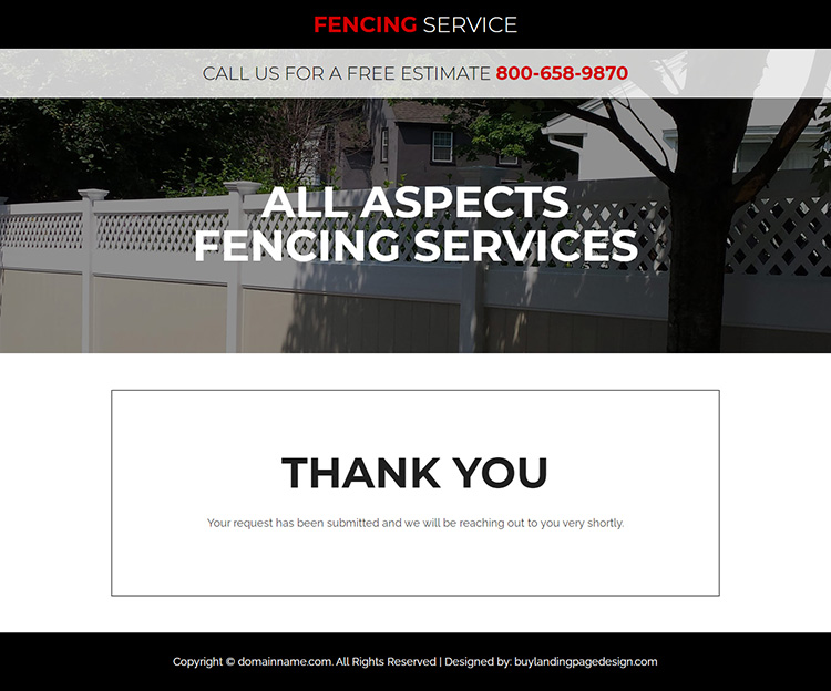 quality fencing service free estimate responsive landing page