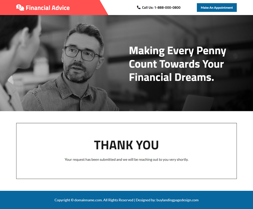 professional financial advisor responsive landing page design