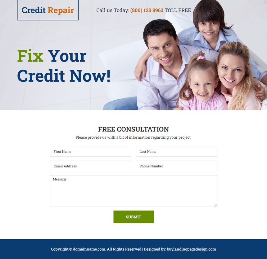 credit repair free consultation responsive landing page