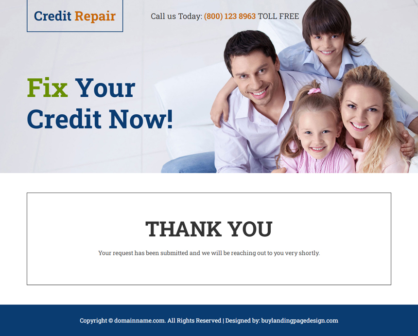 credit repair free consultation responsive landing page