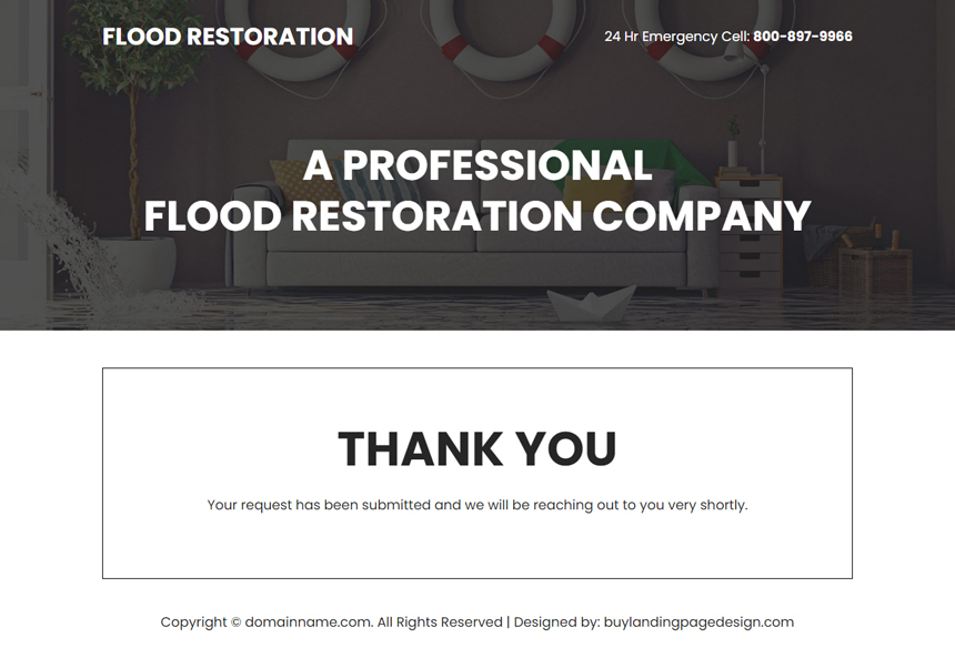 flood restoration company lead capture responsive landing page
