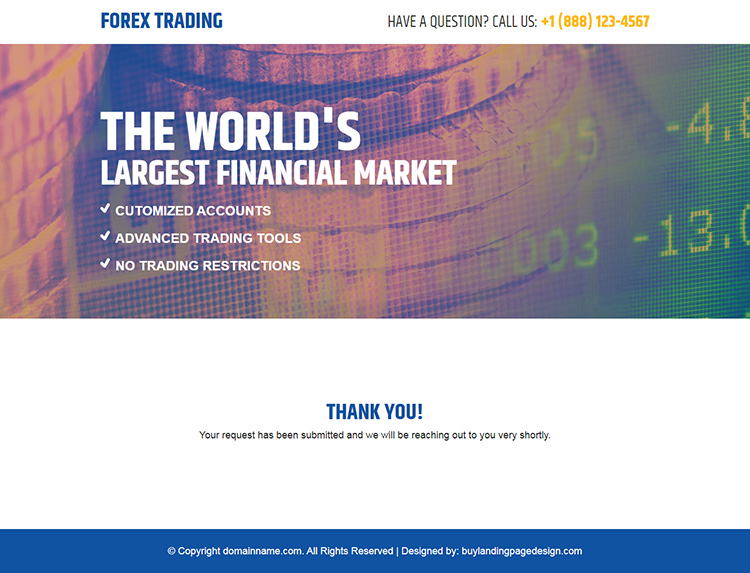 forex trading financial market responsive landing page design