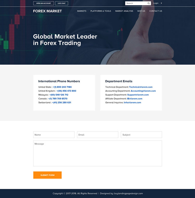 responsive global leader in forex trading html website design