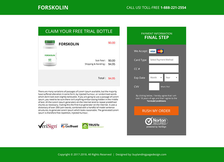 forskolin weight loss product selling landing page