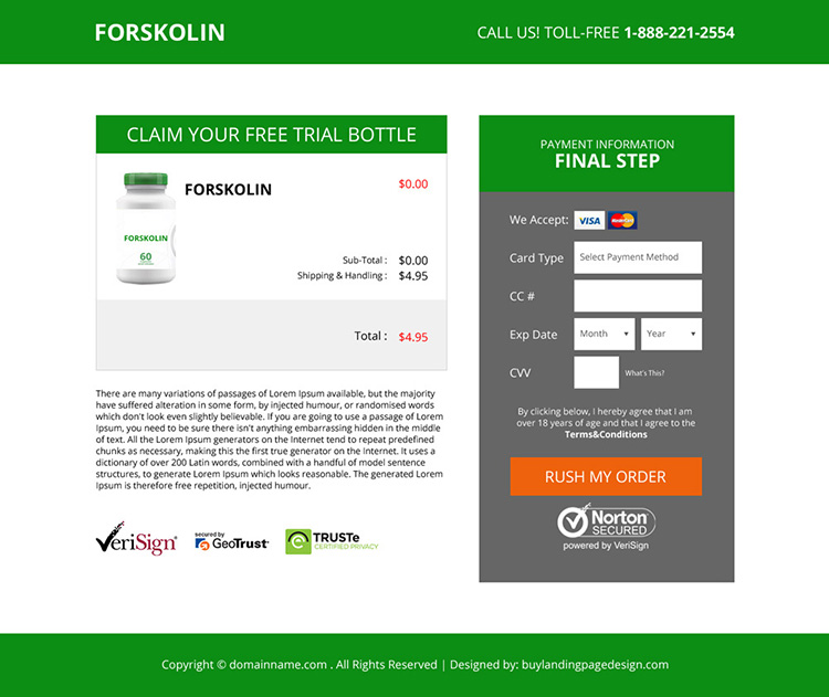 forskolin weight loss product selling responsive landing page